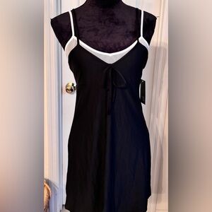 Black and White Chemise Slip Dress